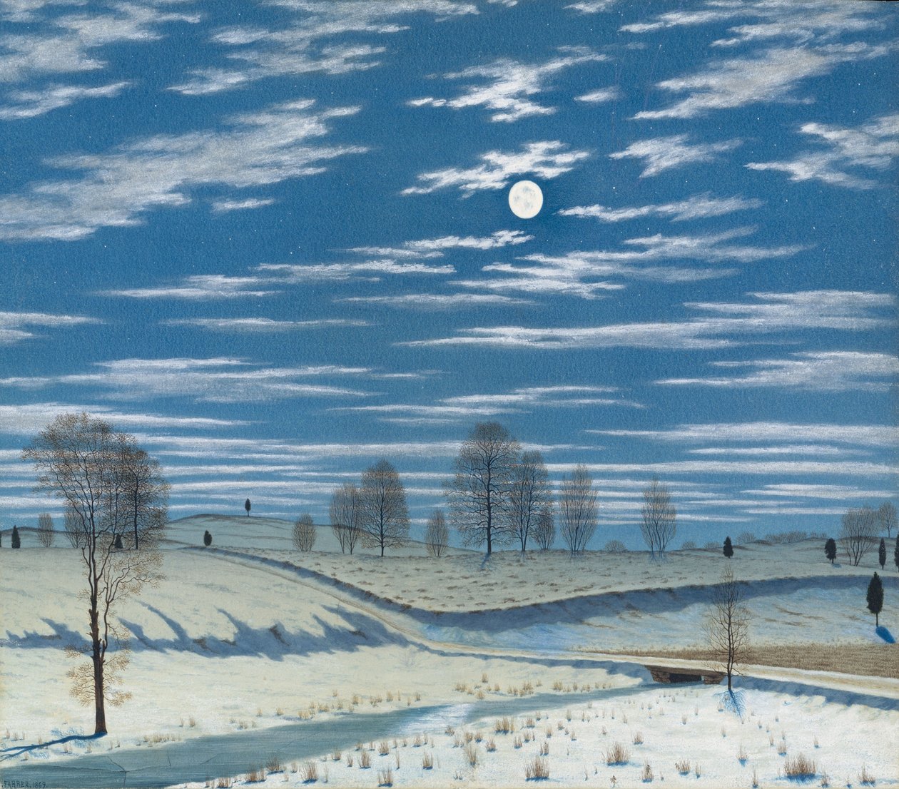 Scena invernale al chiaro di luna, 1869 da Henry Farrer