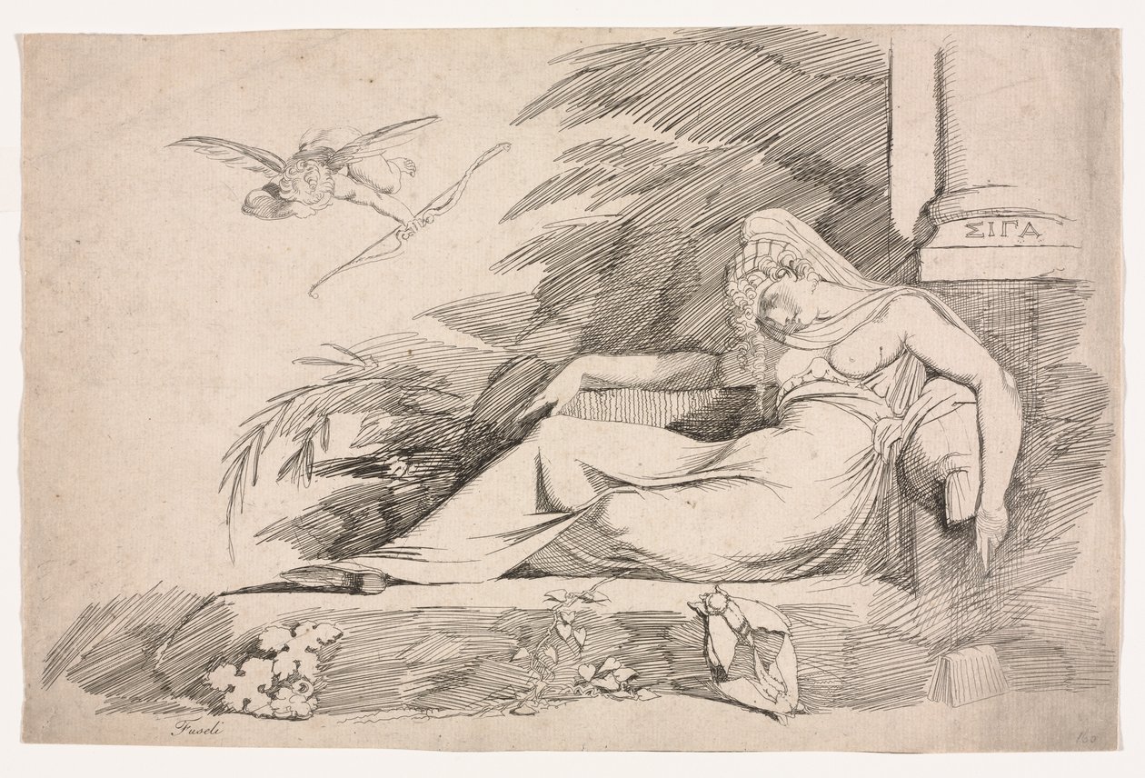 Donna dormiente con un Cupido da Johann Heinrich Füssli