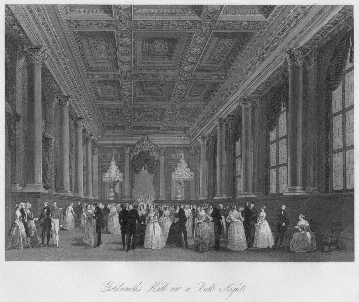 Goldsmiths Hall in una Notte di Ballo, c1841 da Henry Melville