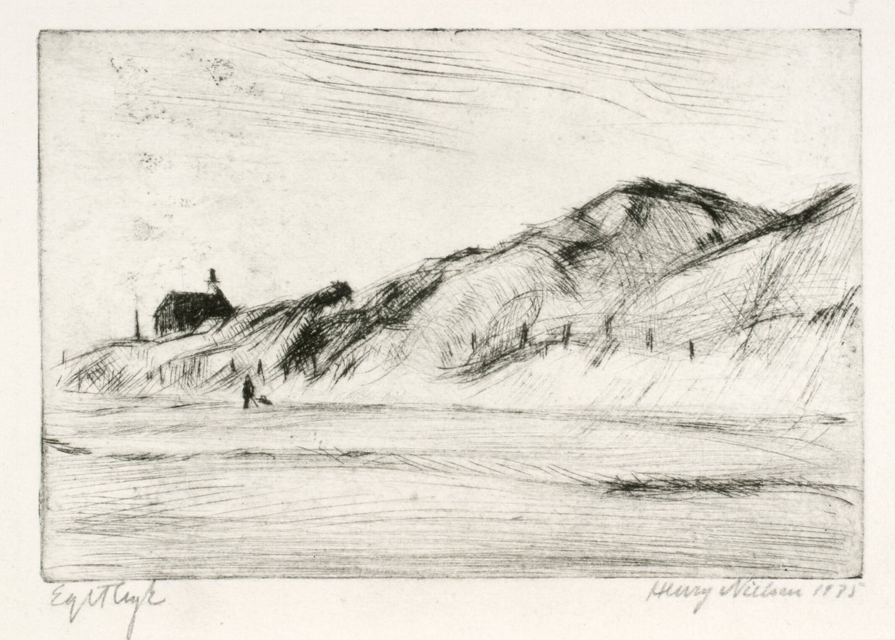 Paesaggio costiero con casa e persona da Henry Nielsen