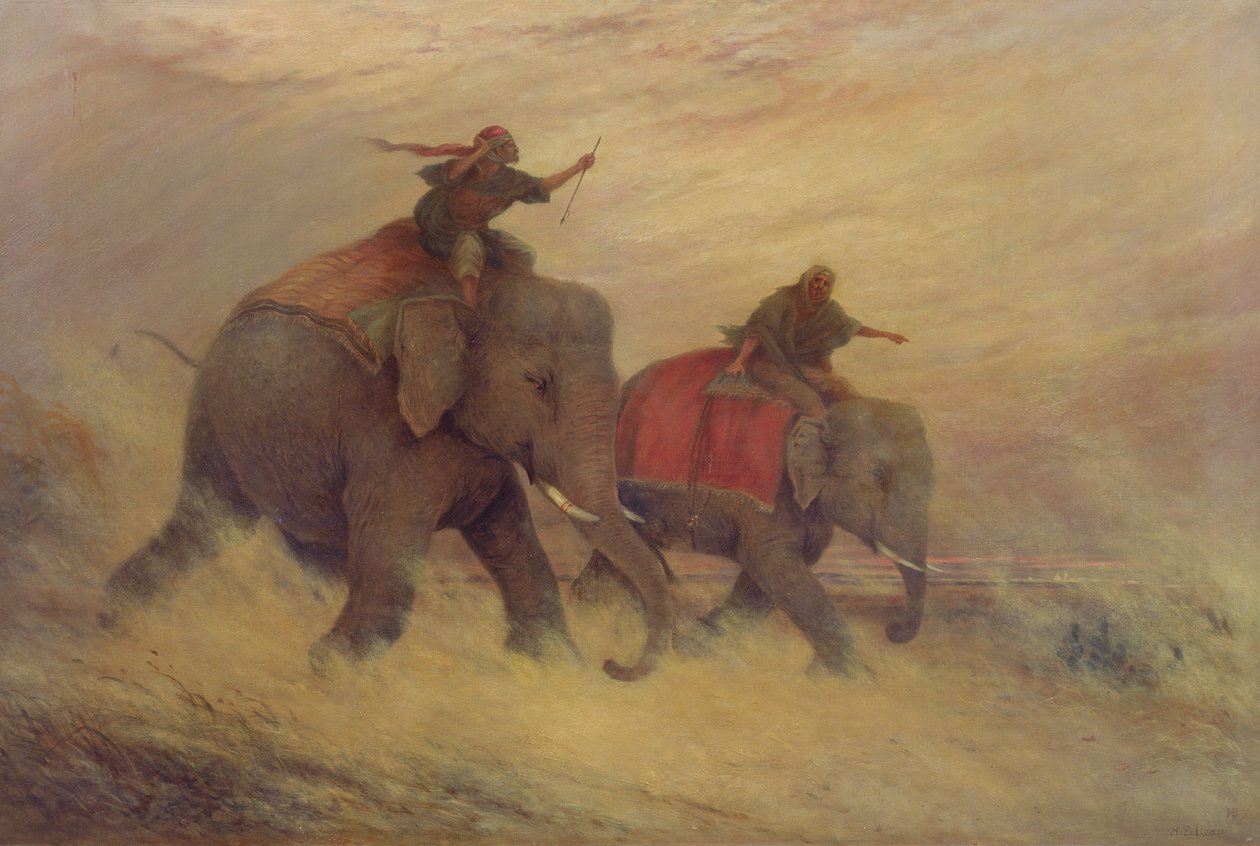 Elefanti in una tempesta di polvere da Henry Pilleau