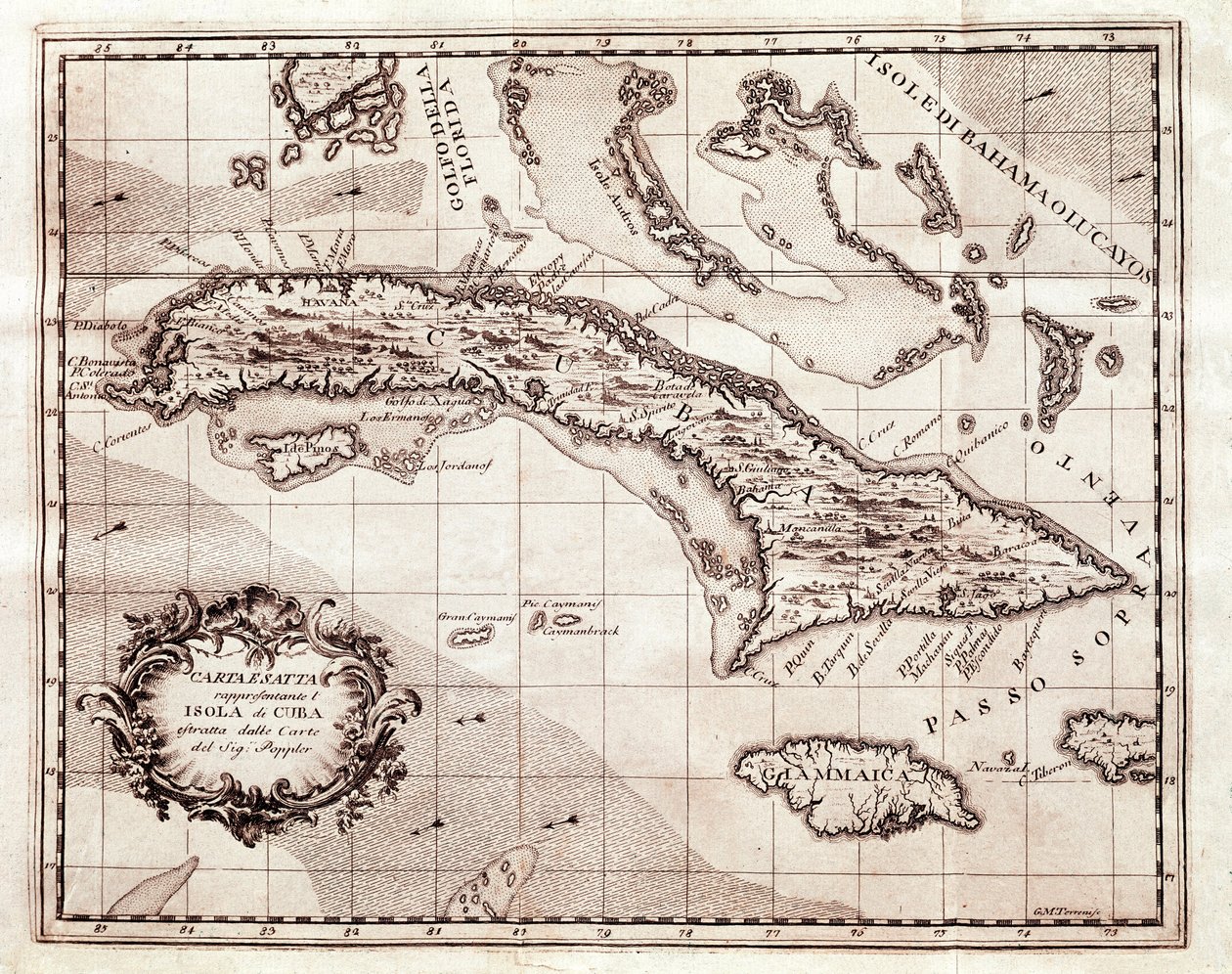 Le isole delle Grandi Antille da Henry Popple