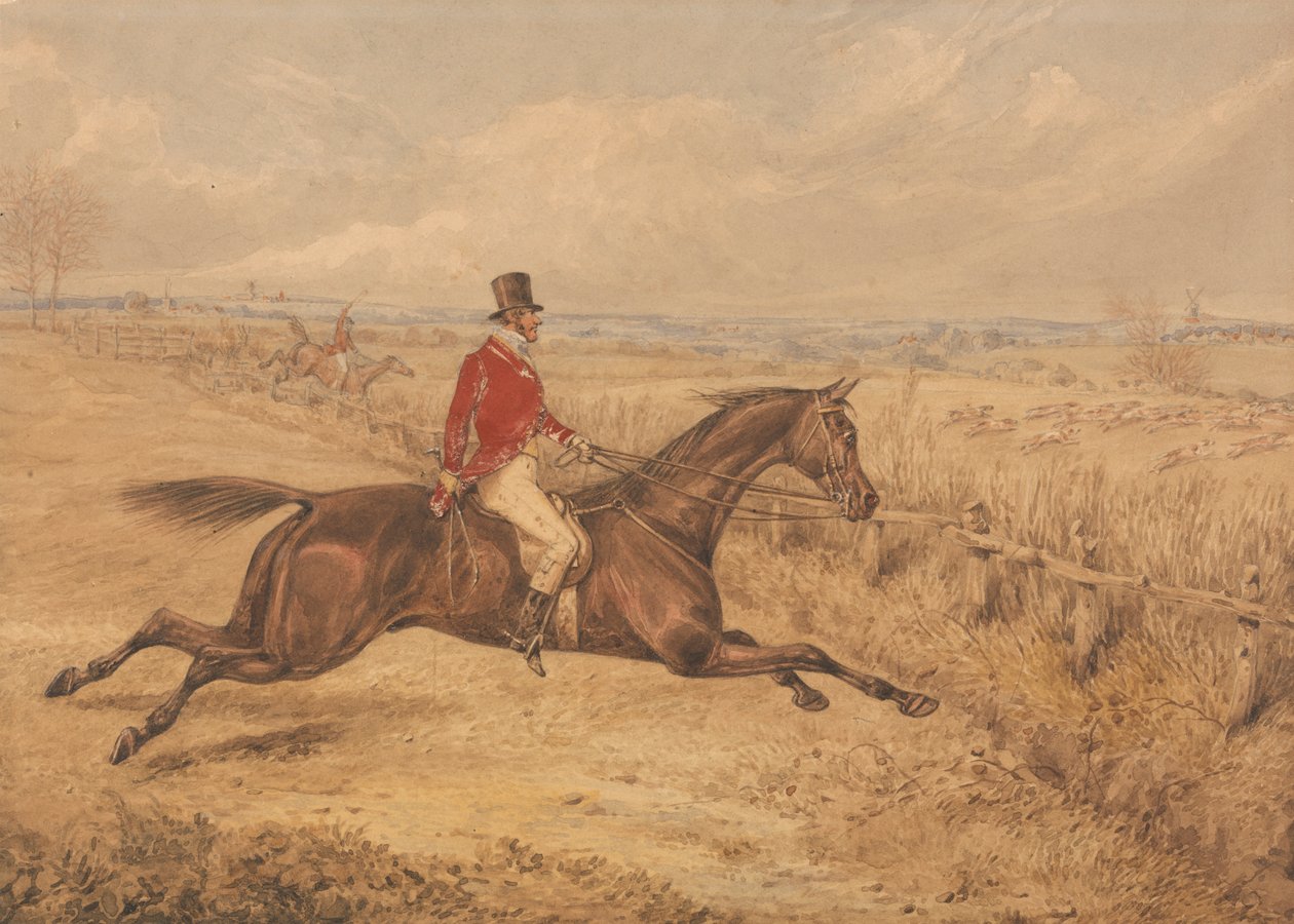 Carica di una recinzione per buoi da Henry Thomas Alken