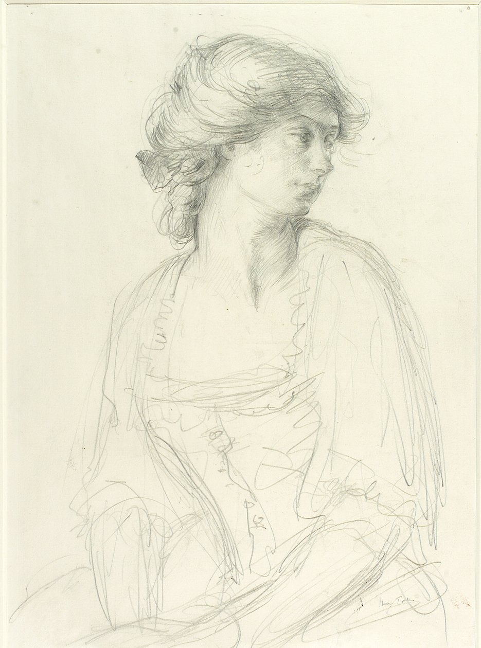 Studio a mezzo busto di una ragazza seduta da Henry Tonks