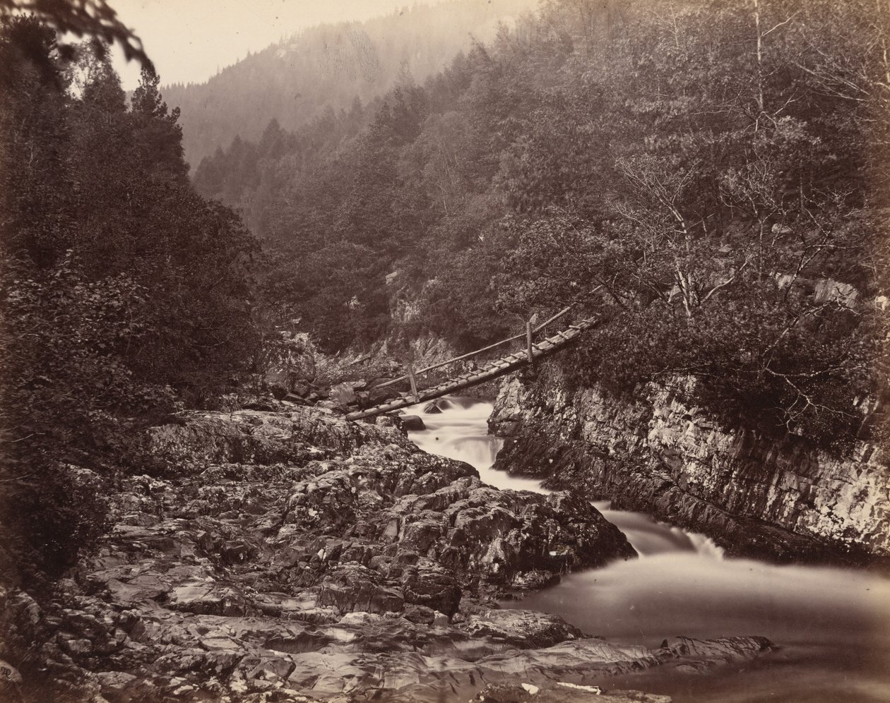 Ponte del minatore, Galles, c. 1858 (foto) da Henry White