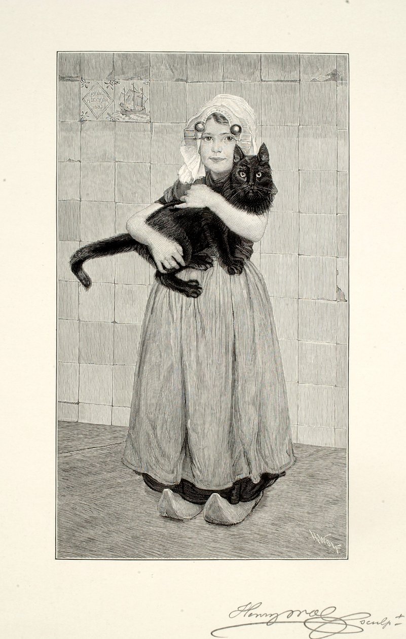 Ragazza con gatto da Henry Wolf