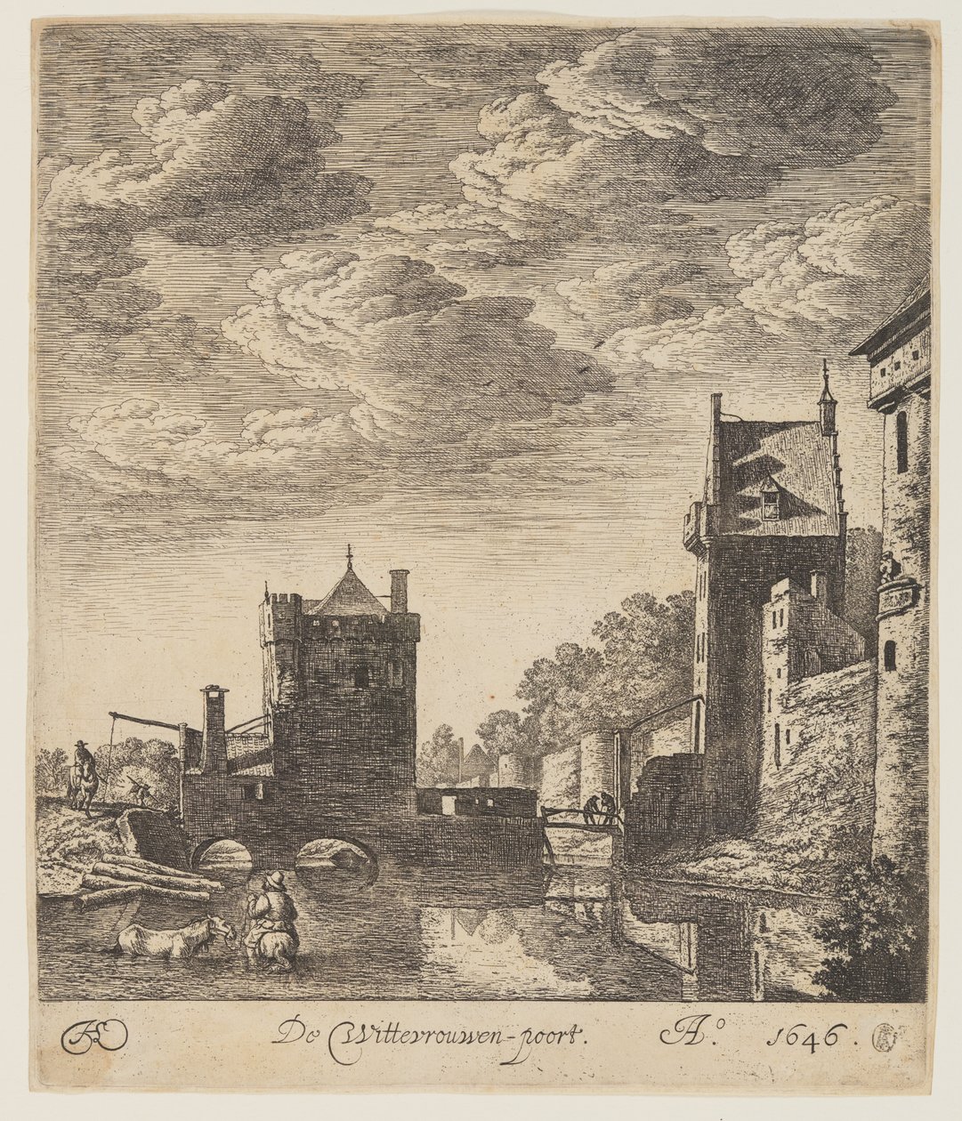 La porta di Wittevrouwen a Utrecht da Herman Saftleven