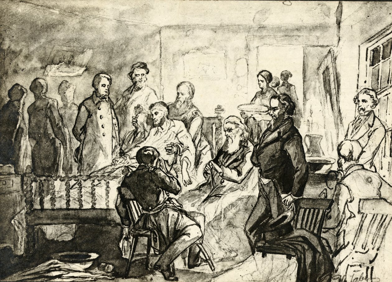 Abraham Lincoln sul letto di morte, c.1865 da Hermann Faber
