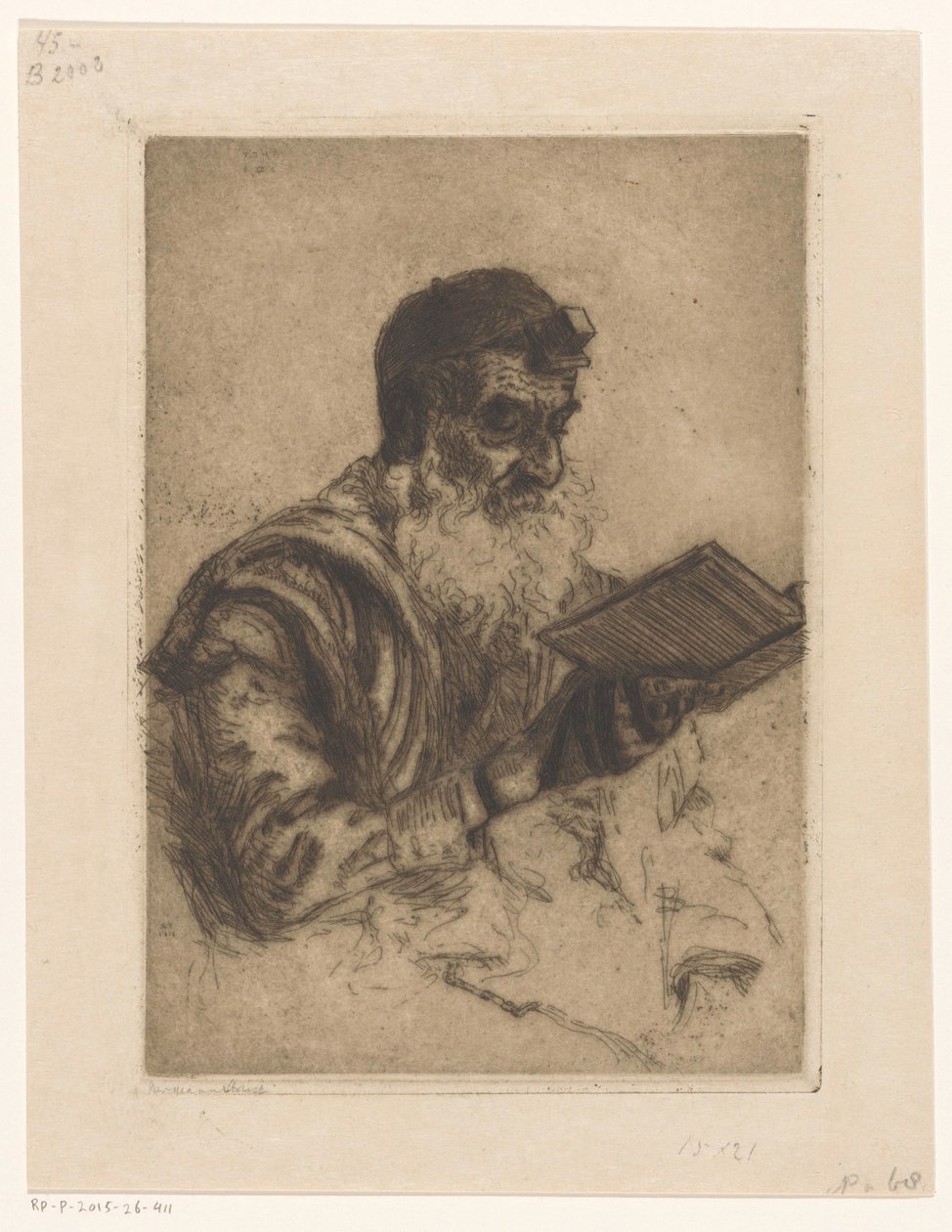 Uomo ebreo in preghiera da Hermann Struck (signed by artist)