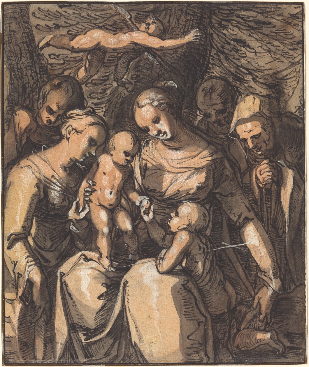 La Sacra Famiglia con Santi (recto) da Hermann Weyer