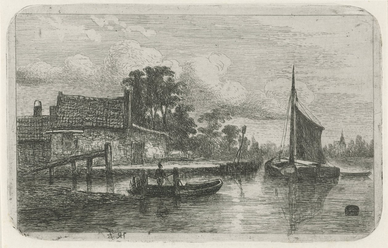 Barca a vela sulla riva da Hermanus Jan Hendrik van Rijkelijkhuysen