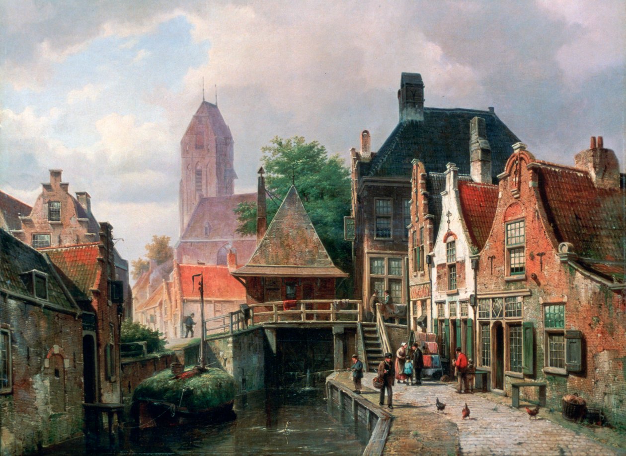 Veduta di Oudewater, c1867 da Hermanus Koekkoek