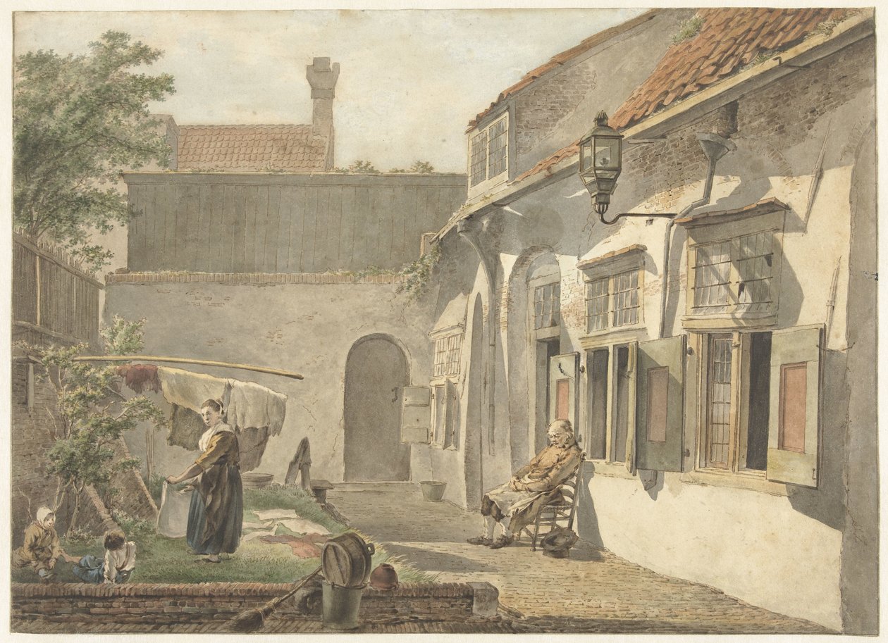 Cortile con figure a Utrecht da Hermanus van Brussel