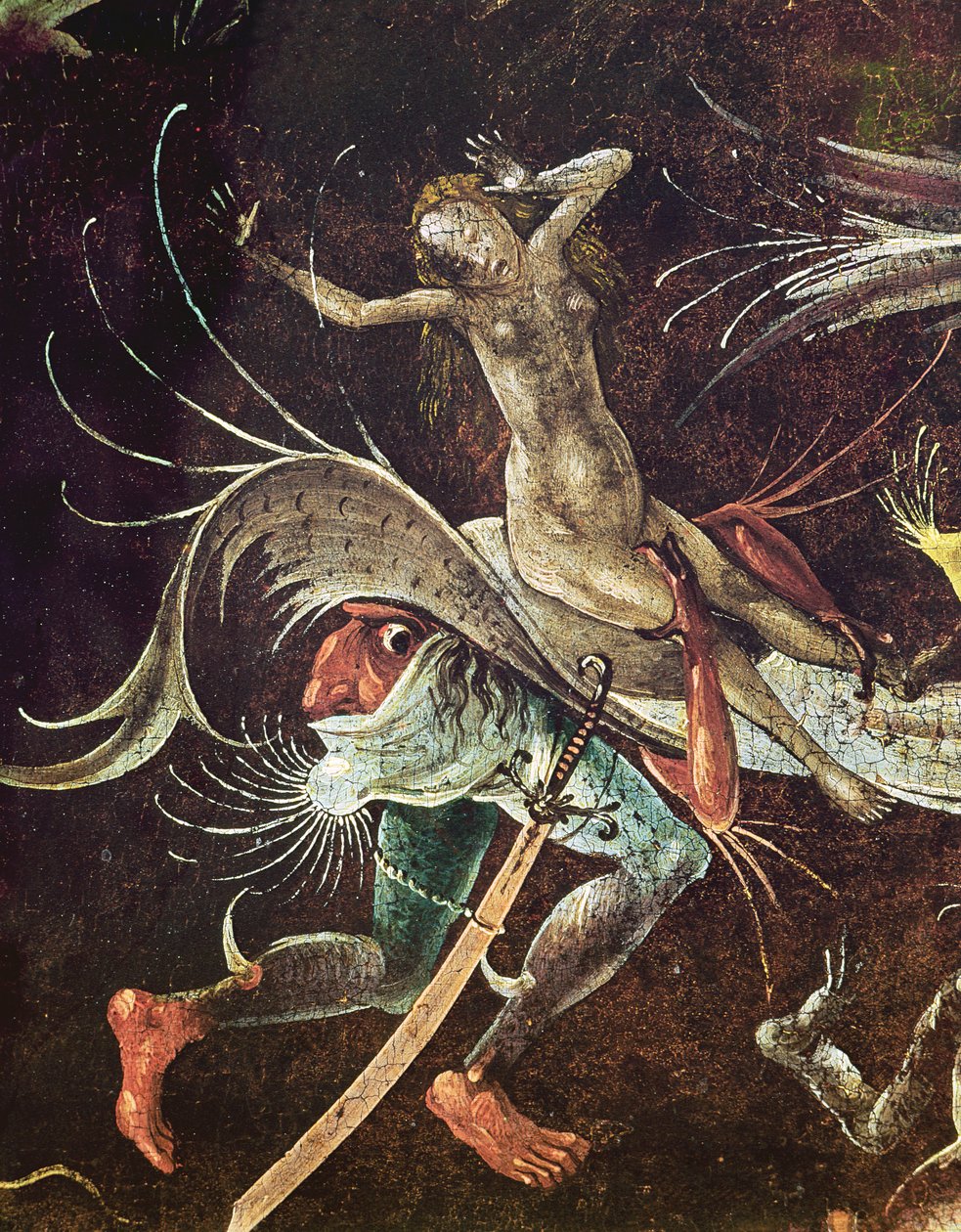 Il Giudizio Universale, dettaglio di una Donna portata da un Demone, c.1504 da Hieronymus Bosch