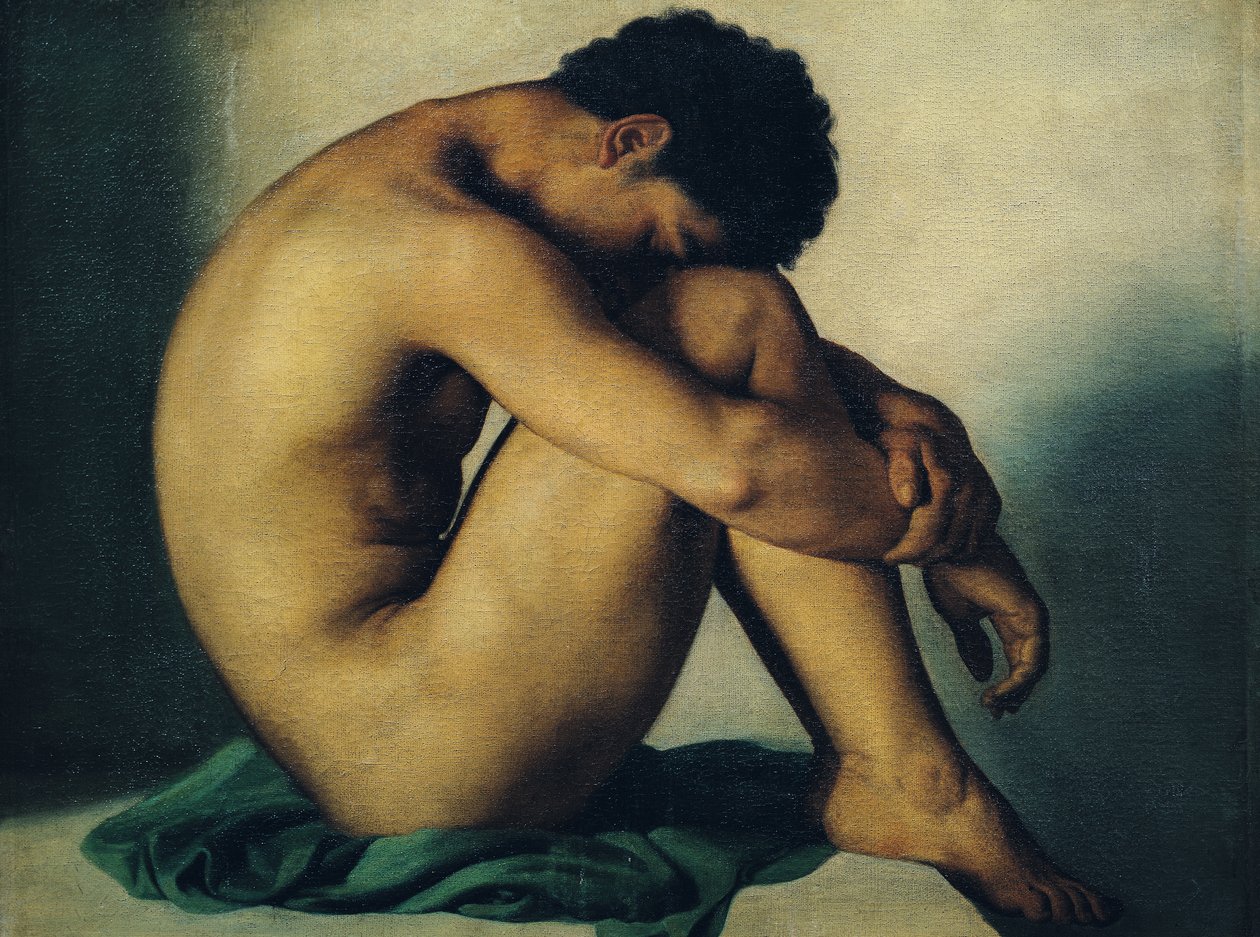 Studio di un giovane uomo nudo da Hippolyte Flandrin