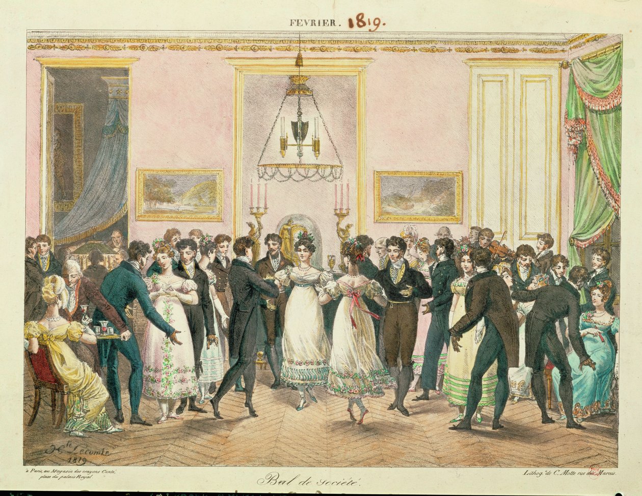 Palla della società ... (litografia) da Hippolyte Lecomte
