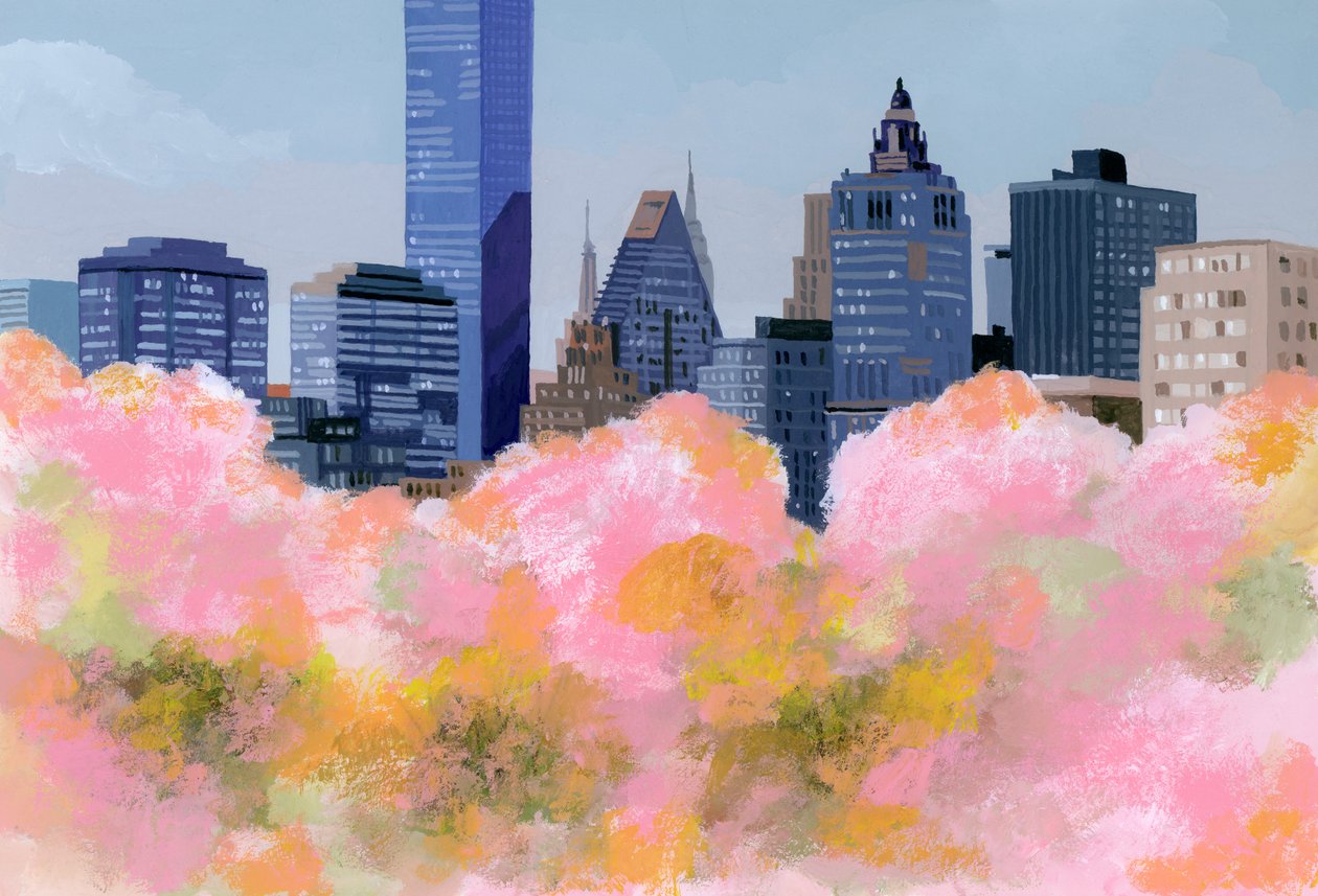 New York e fiori di ciliegio, 2016 da Hiroyuki Izutsu
