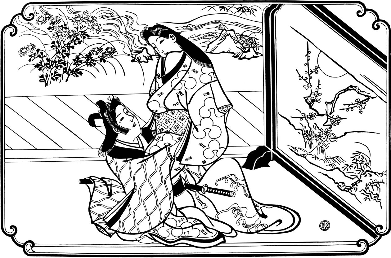 Dietro lo schermo, 1680s da Hishikawa Moronobu