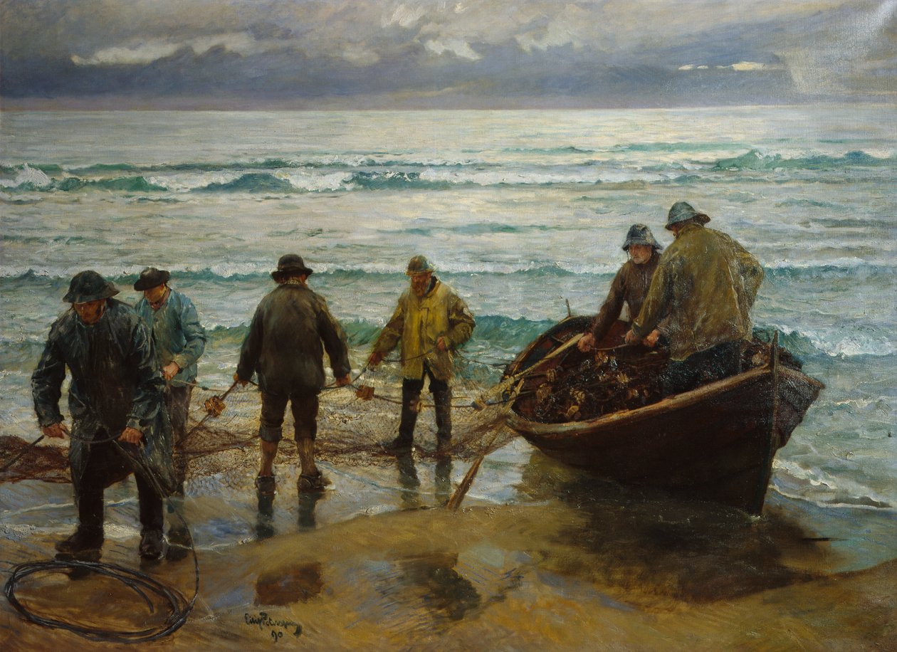 Pescatori di salmoni a Sele da Hjalmer Eilif Emanuel Peterssen