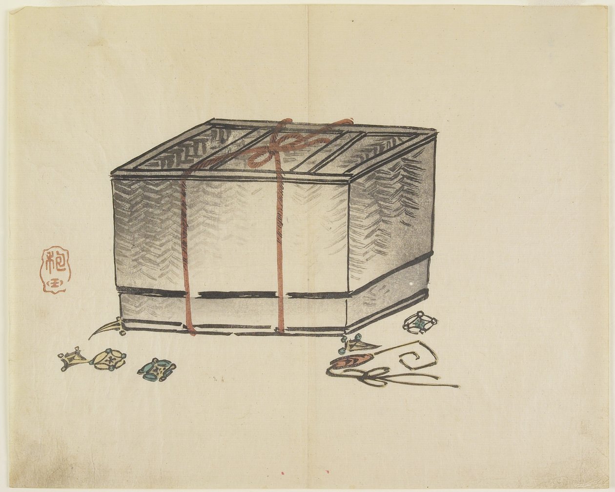 Scatola di stoccaggio in vimini, c. 1830 da Hogyoku
