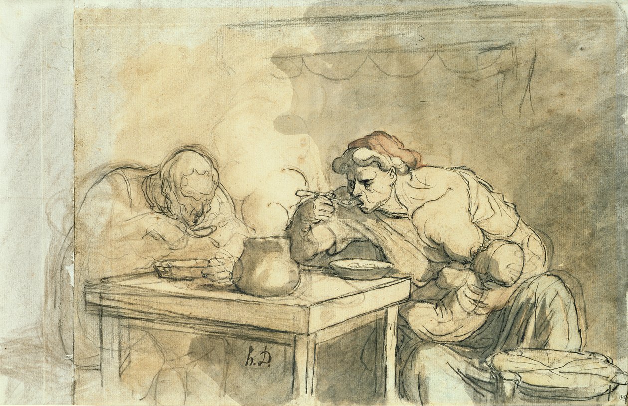La zuppa, c.1862-65 da Honoré Daumier