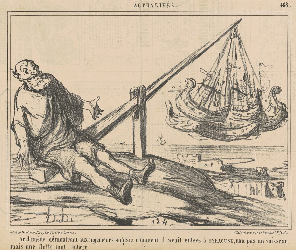 Archimede dimostrando agli ingegneri inglesi... da Honoré Daumier