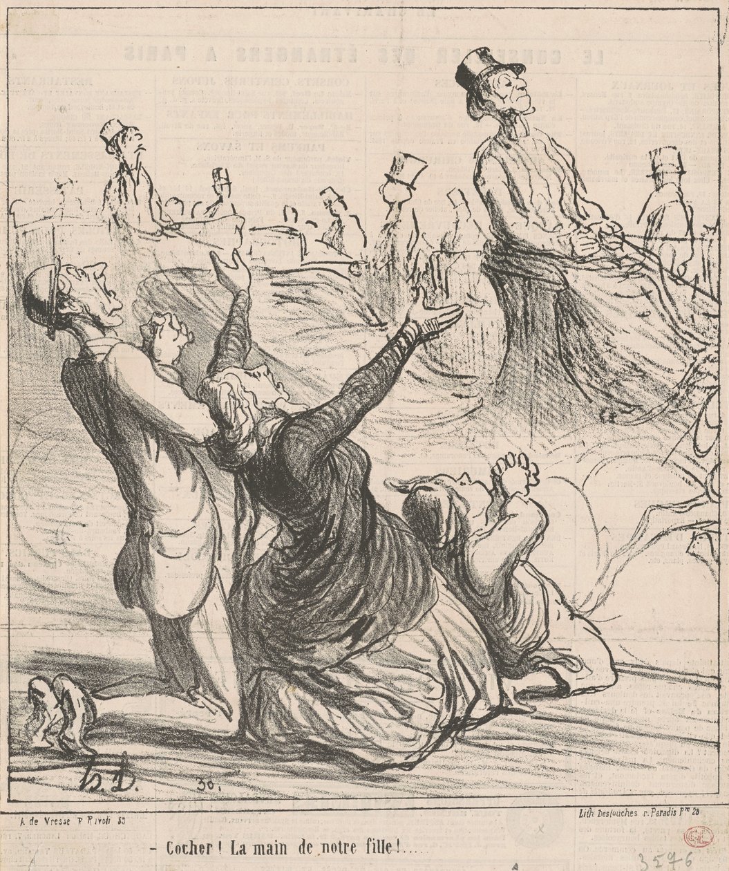 Cocchiere! La mano di nostra figlia! da Honoré Daumier