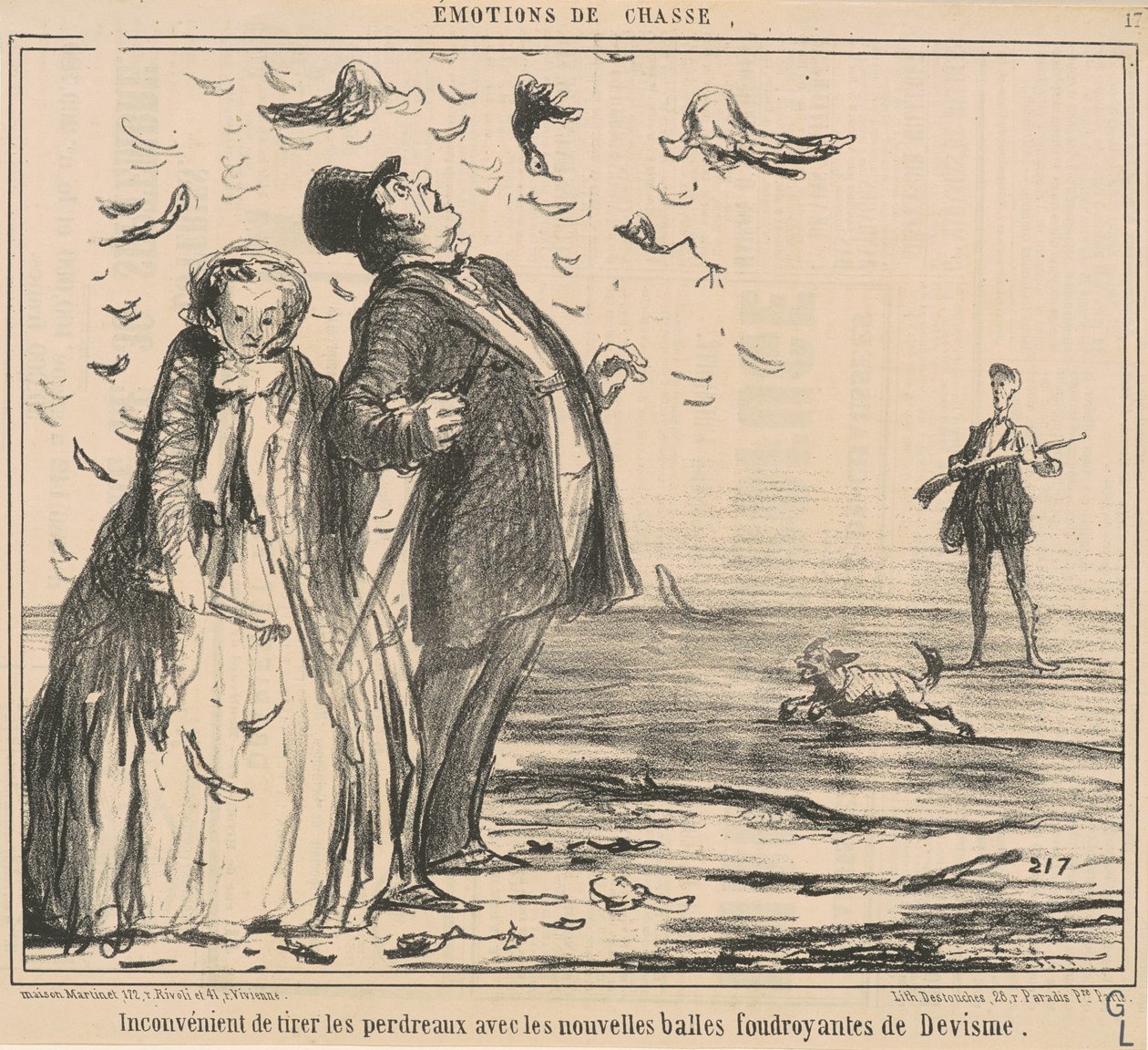 Inconveniente di cacciare le pernici... da Honoré Daumier