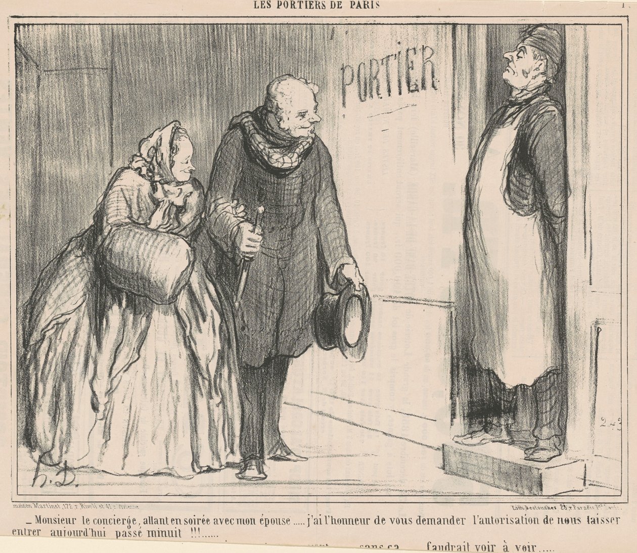 Monsieur il portiere, andando a una serata da Honoré Daumier