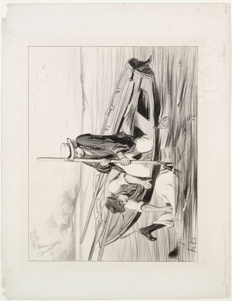 Barcaioli parigini, tavola 14: Uomo in mare da Honoré Daumier