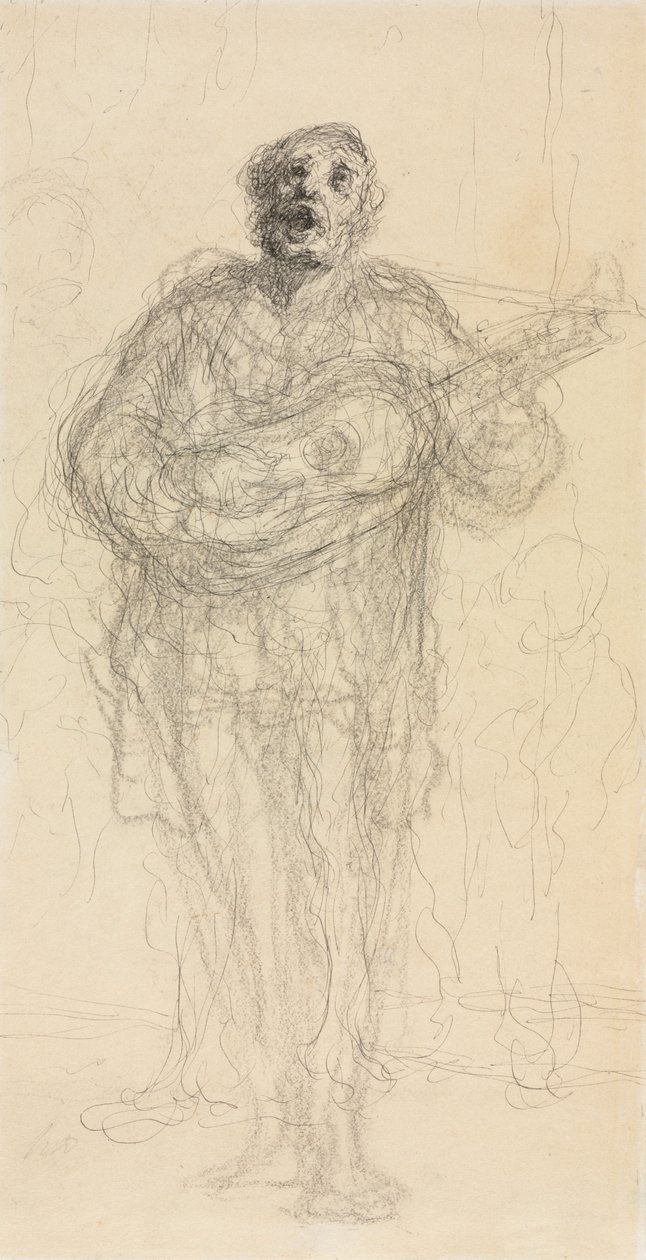 Chitarrista che canta (recto) da Honoré Daumier