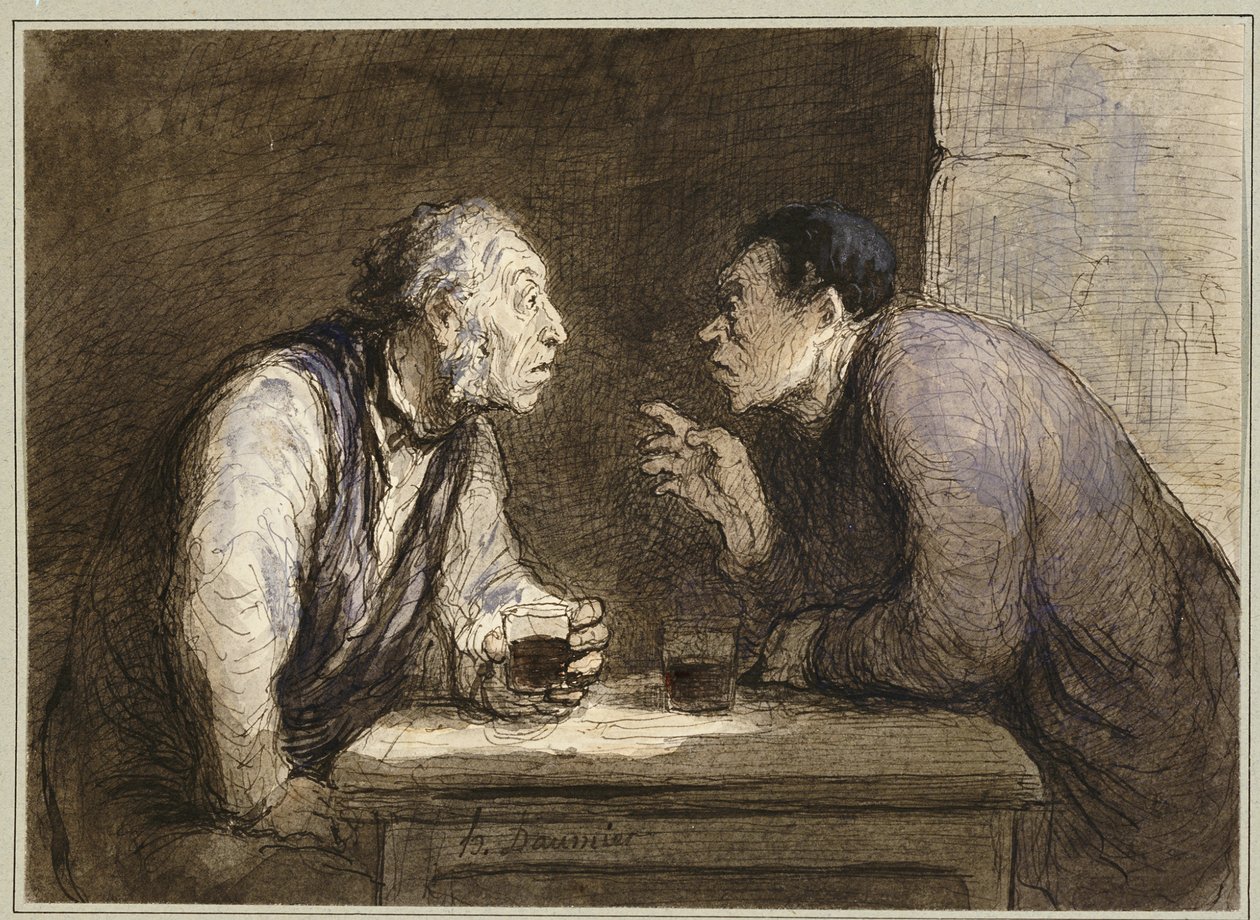 Due bevitori, c.1857-69 da Honoré Daumier