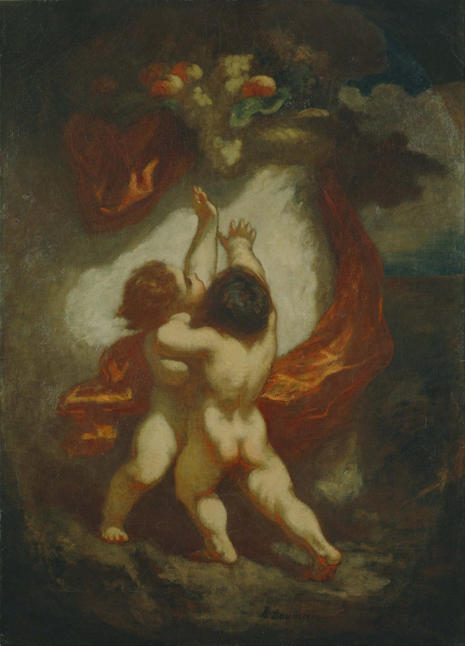 Due putti che lottano per i frutti da Honoré Daumier