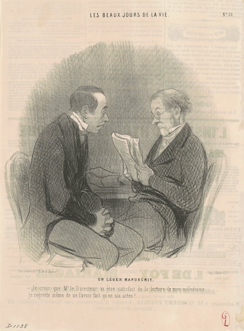 Un leggero manoscritto da Honoré Daumier
