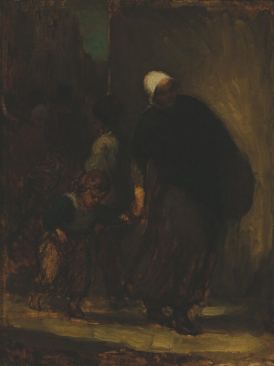 Scena di strada, 1864 circa (olio su tavola) da Honoré Daumier