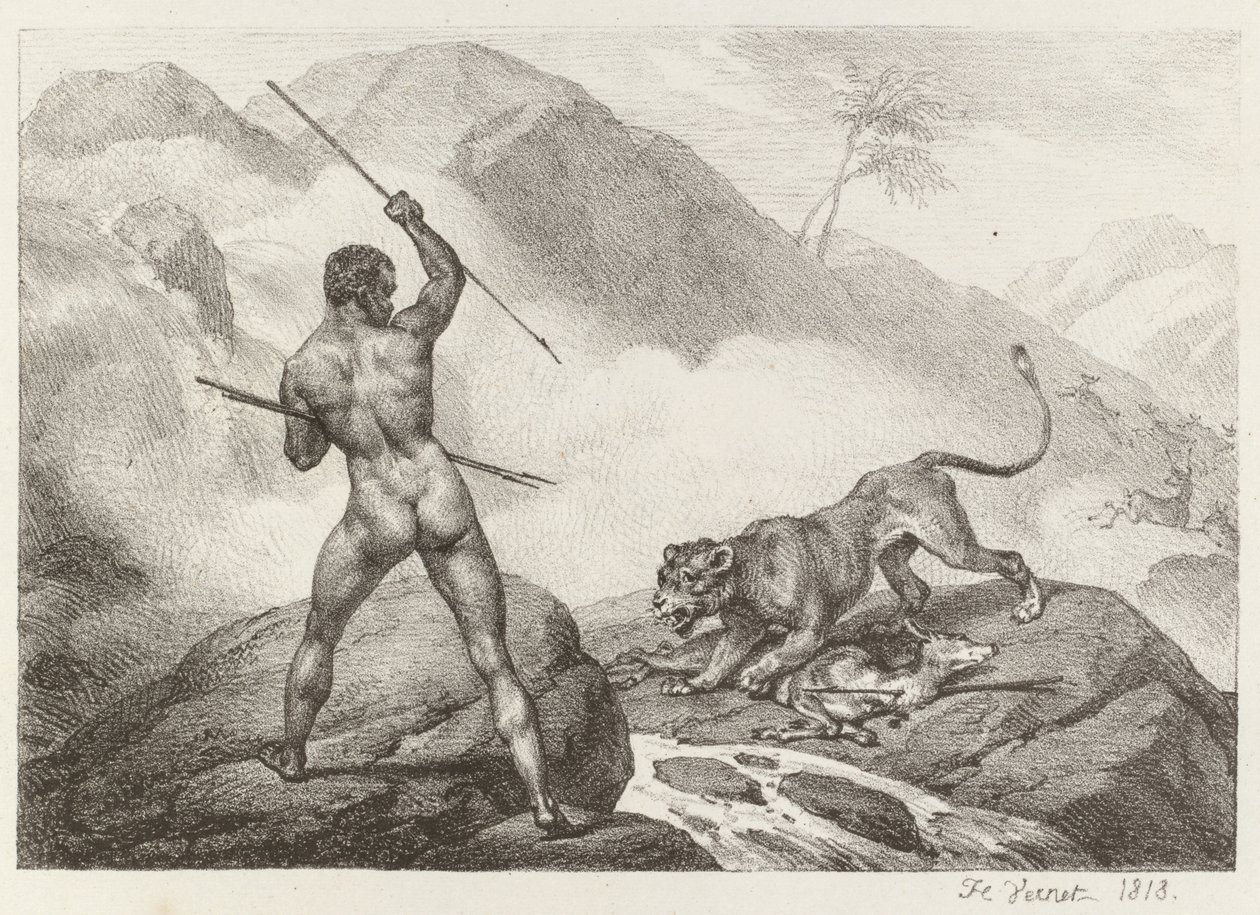 Cacciatore africano Chasseur Africain, 1818 da Emile Jean Horace Vernet