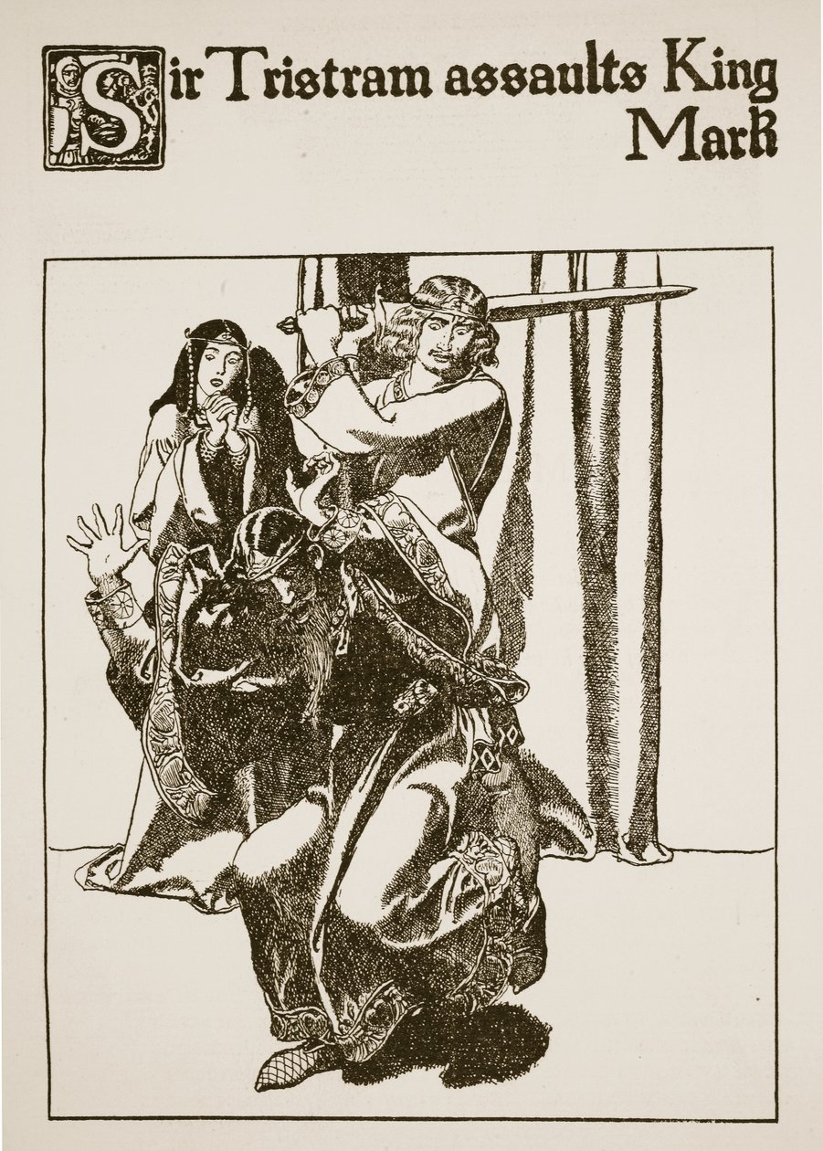Sir Tristram assalta il re Mark, illustrazione da 