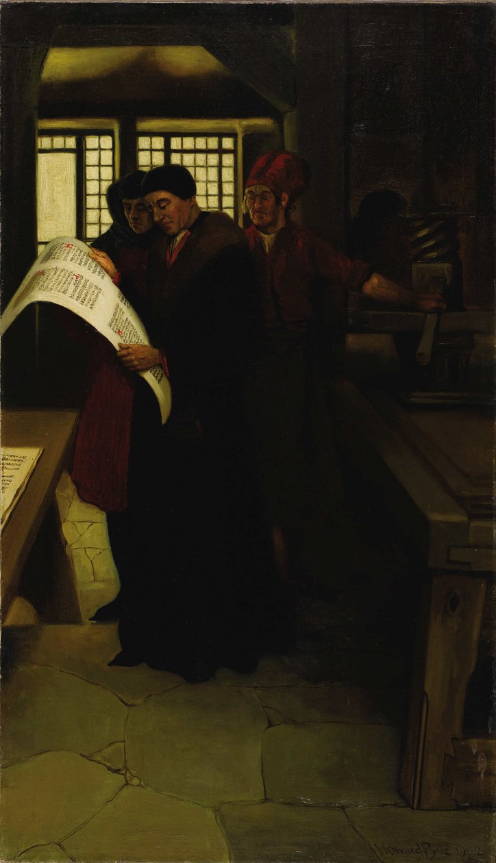 Gutenberg alla stampa, 1902 da Howard Pyle