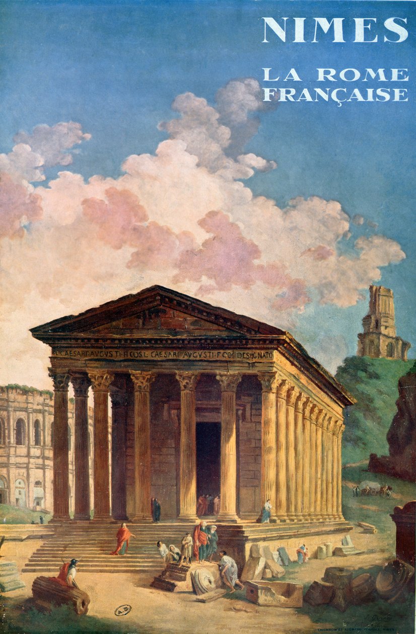 Poster pubblicitario di Nîmes, la Roma francese da Hubert Robert