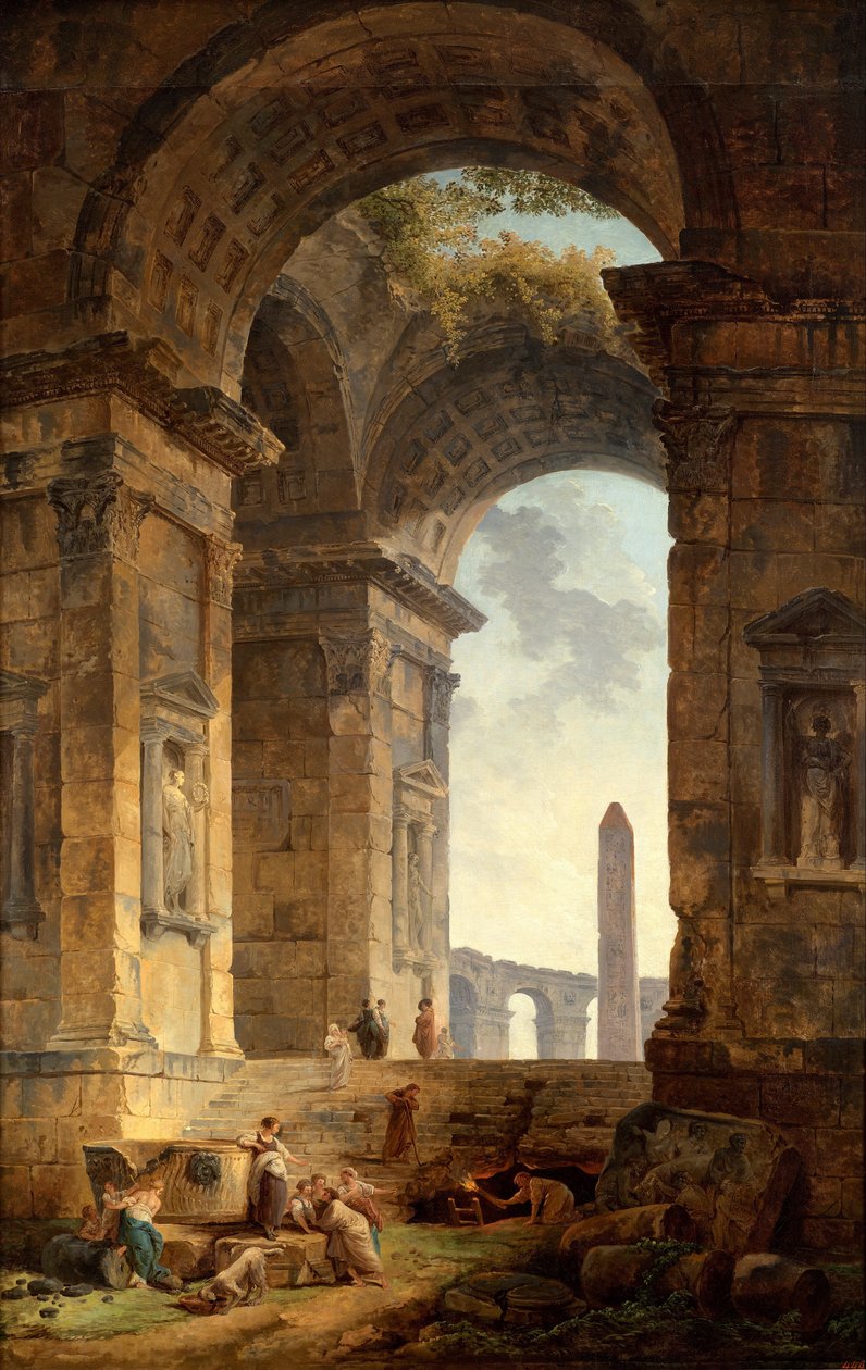 Rovine con un obelisco in lontananza da Hubert Robert