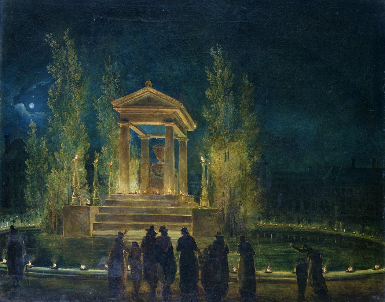 Il cenotafio di Jean Jacques Rousseau (1712-78) nelle Tuileries, Parigi, 1794 da Hubert Robert