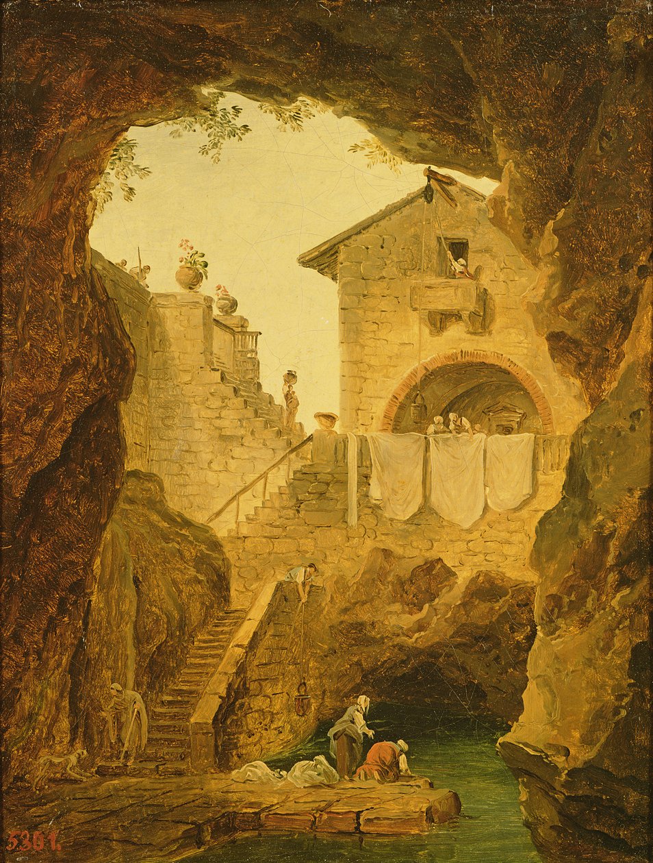 La fontana sotto la grotta da Hubert Robert