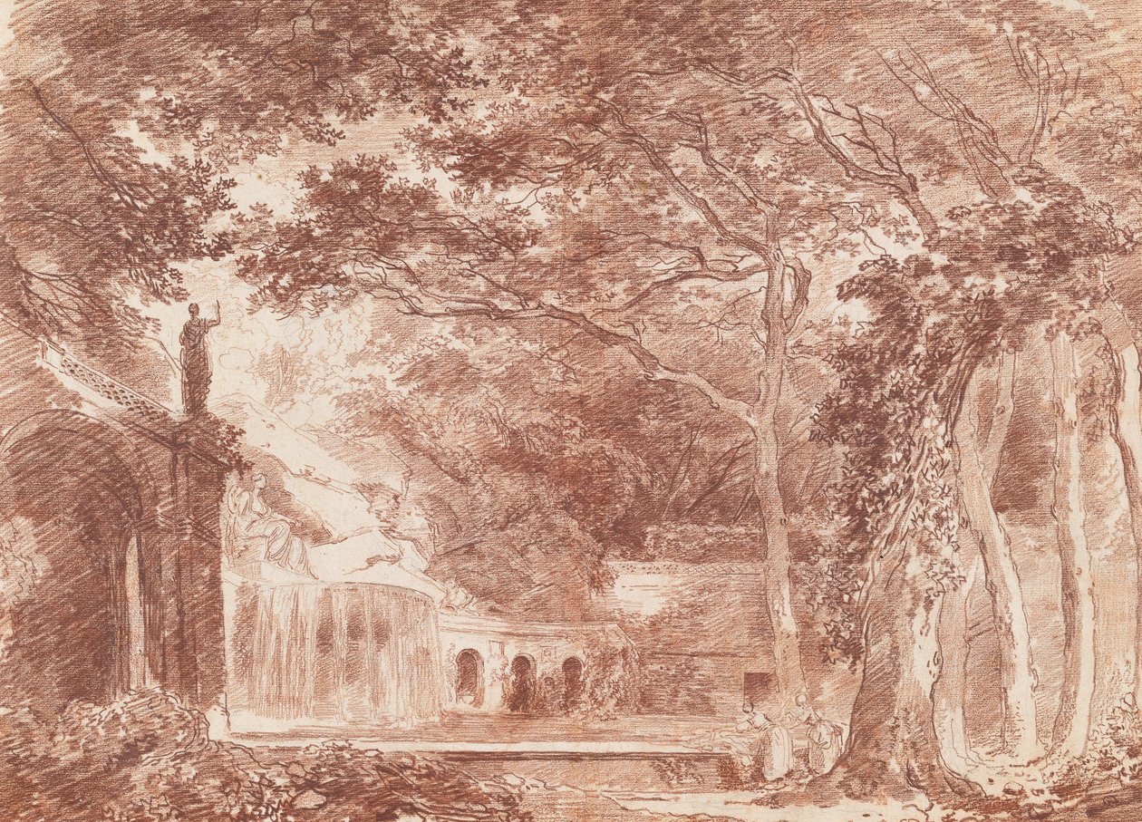 La fontana ovale nei giardini di Villa d
