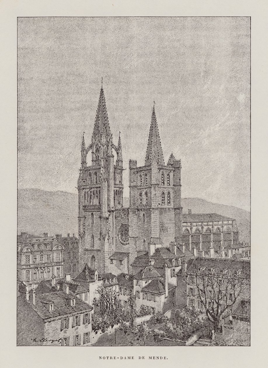 Notre-Dame De Mende (incisione) da Hubert Clerget