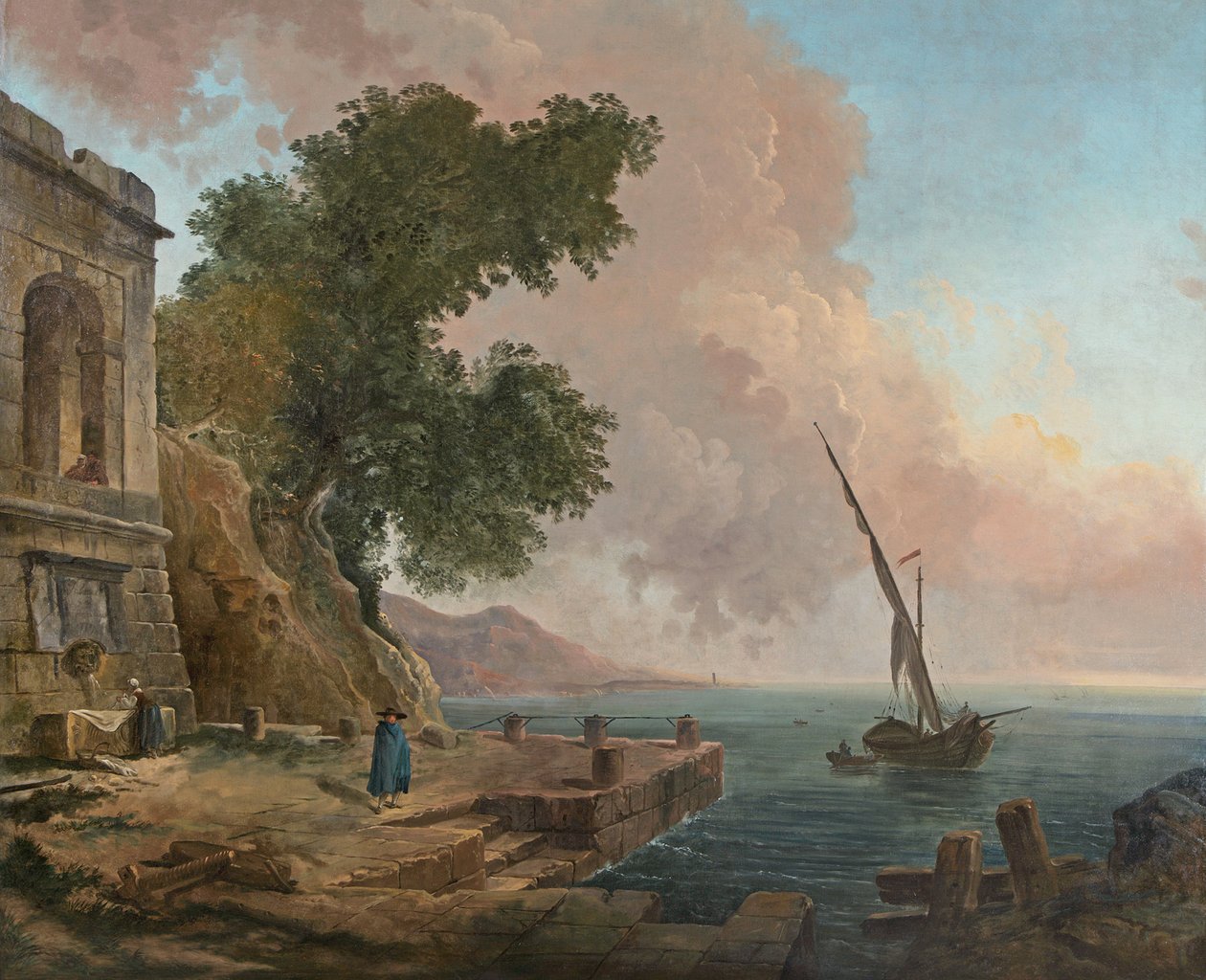 Francese: Embarcadère méditerranéen da Hubert Robert