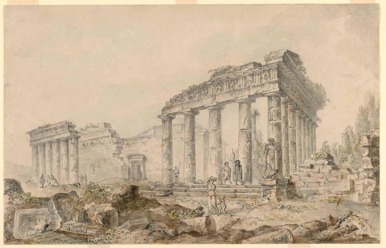 Tempio di Minerva, Atene, Grecia da Hubert Robert