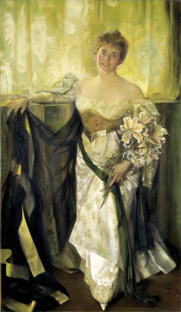 Alice Barney in raso bianco da Hubert Vos