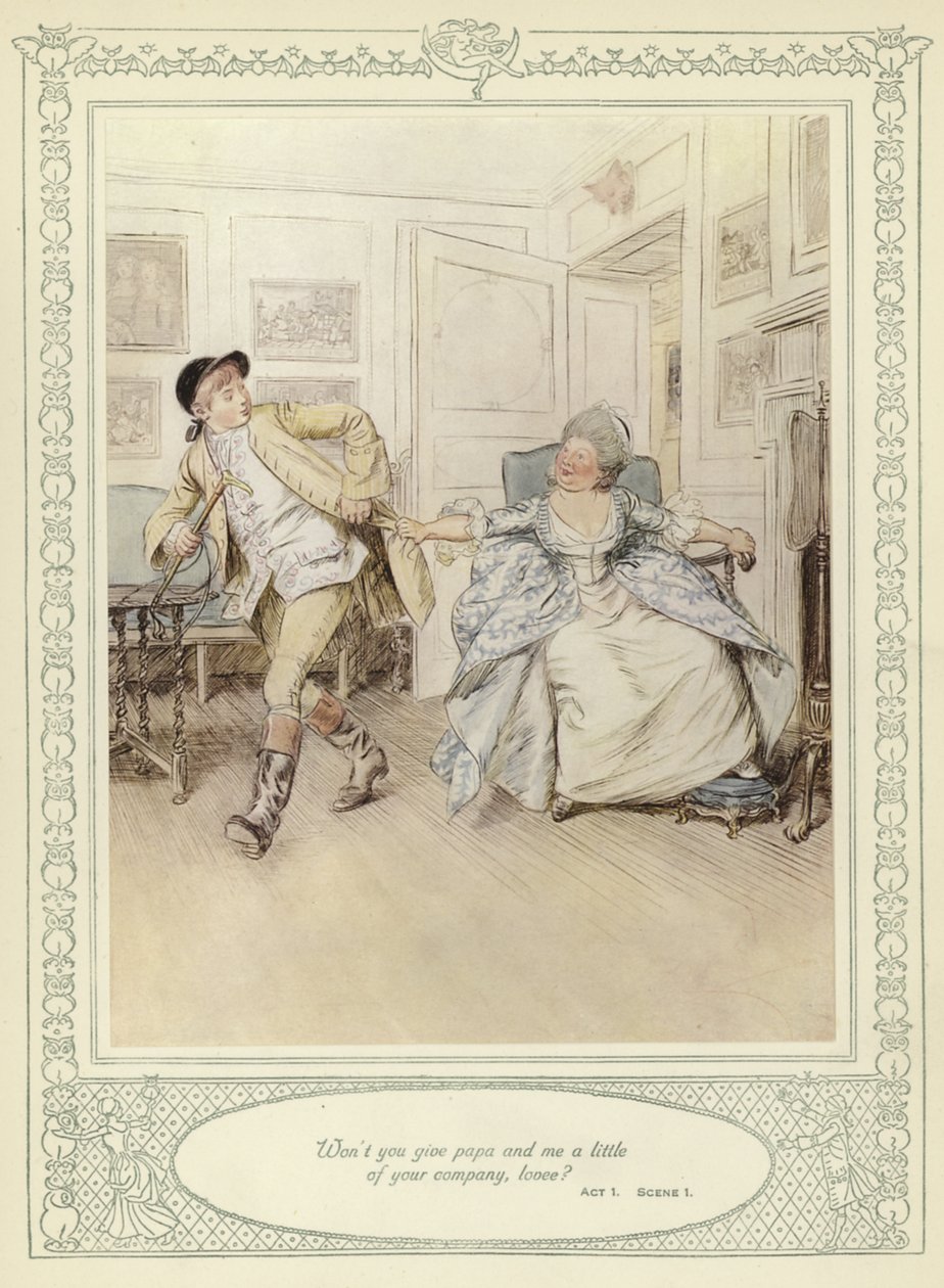 Illustrazione per She Stoops to Conquer di Goldsmith da Hugh Thomson