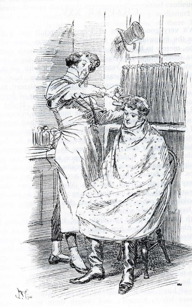 Franz Churchill che si fa tagliare i capelli da Hugh Thomson