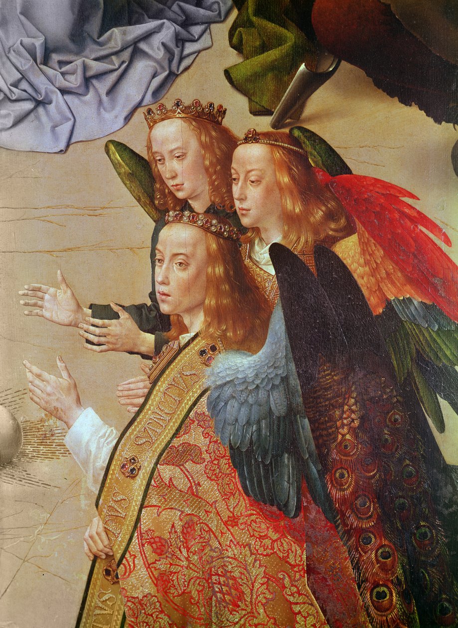 Pala Portinari, pannello centrale (dettaglio degli angeli sul lato destro), c.1479 da Hugo van der Goes